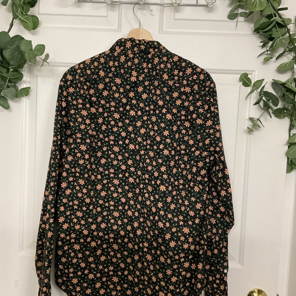 J. Crew Black and Orange Floral Men's Shirt. SIZE L - Picture 3 of 6